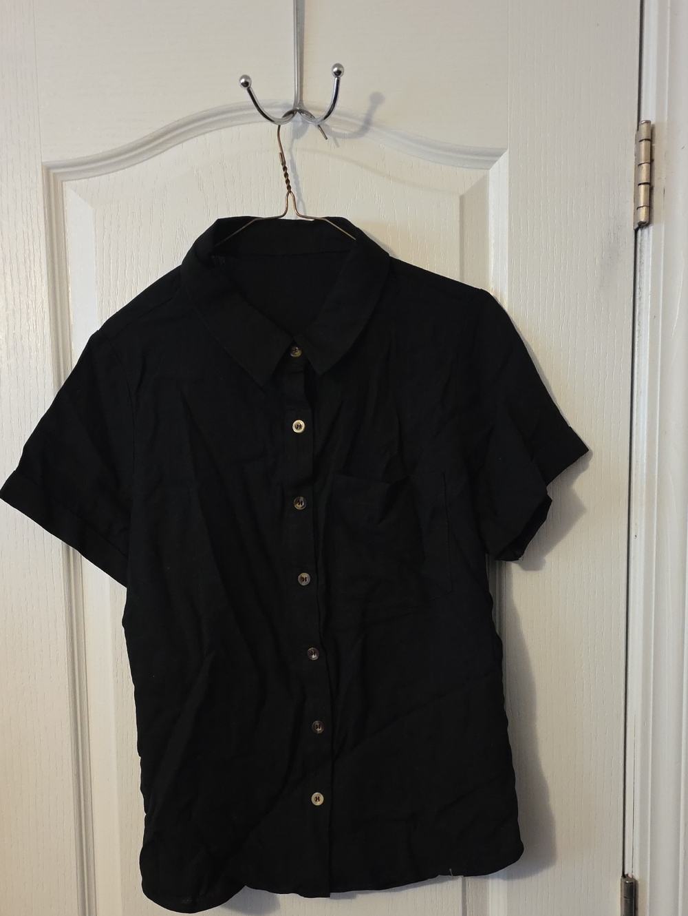 Members Mark Classic Black Short-Sleeve Button-Up Shirt